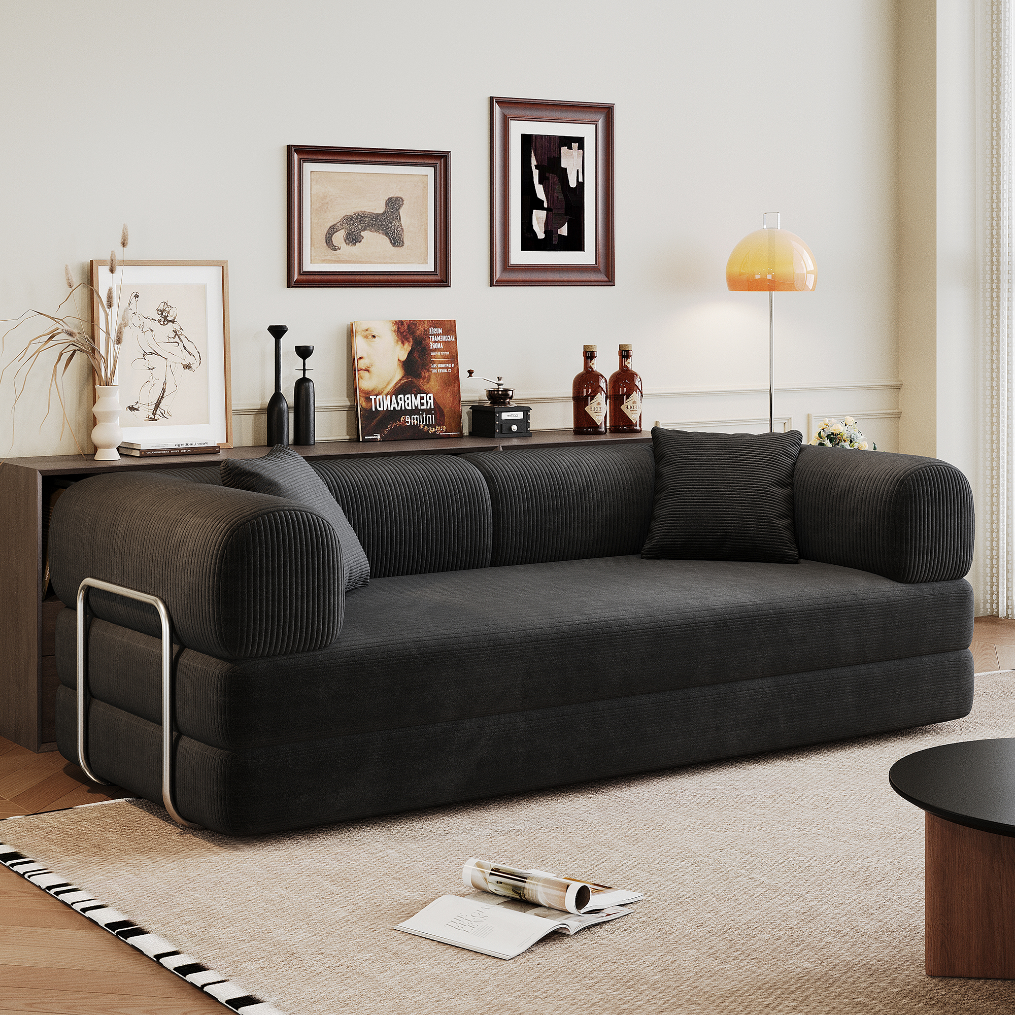 Free Shipping to USA Convertible Floor Sofa Bed Back Support Armrest Couch Sleeper Bed Loveseats Boneless Modular Sectional Sofa