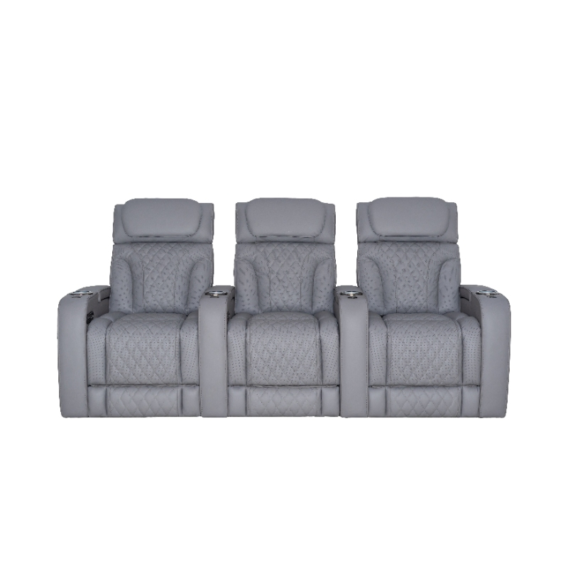 Customizable Microfiber Cinema Lounge Sofa Stain Resistant Coating Manual Recline Home Seating