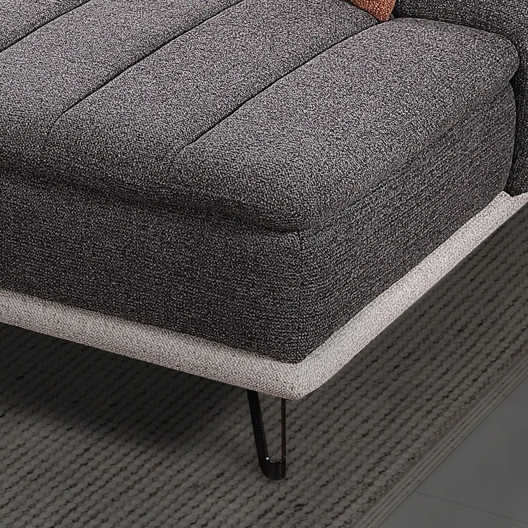 Wholesale Furniture Sectional Gray Fabric Functional Adjustable Backrest Headrest Chaise Lounge Manual L-Shaped Corner Modular Couch Sofa for Modern Living Room