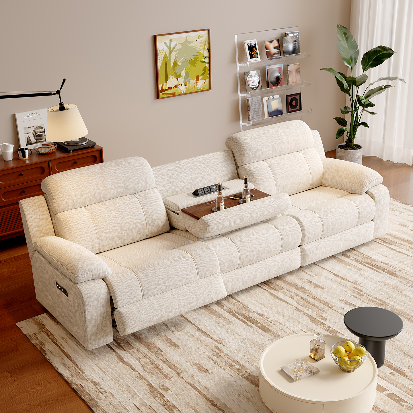 Wholesale Power Reclining Sofa 3 Seater Fabric With USB Ports Living Room Furniture Set Wall Hugger ModernElectric Recliner Sofa