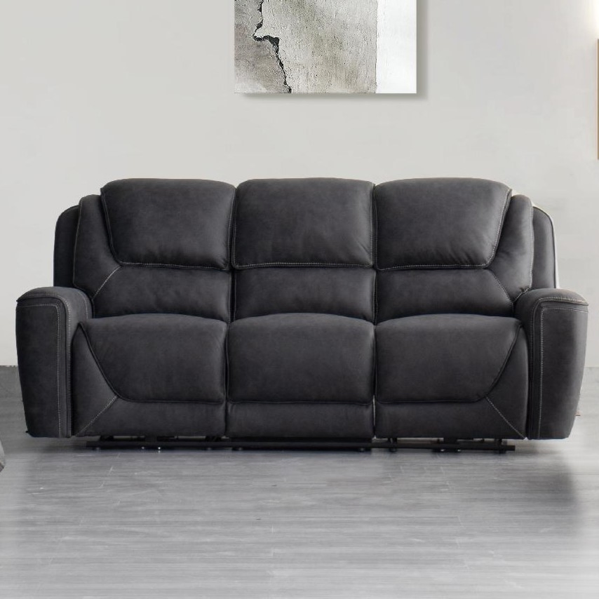 Ergonomic High Density Foam Lumbar Support Black Leather Electric Recliner Sofa