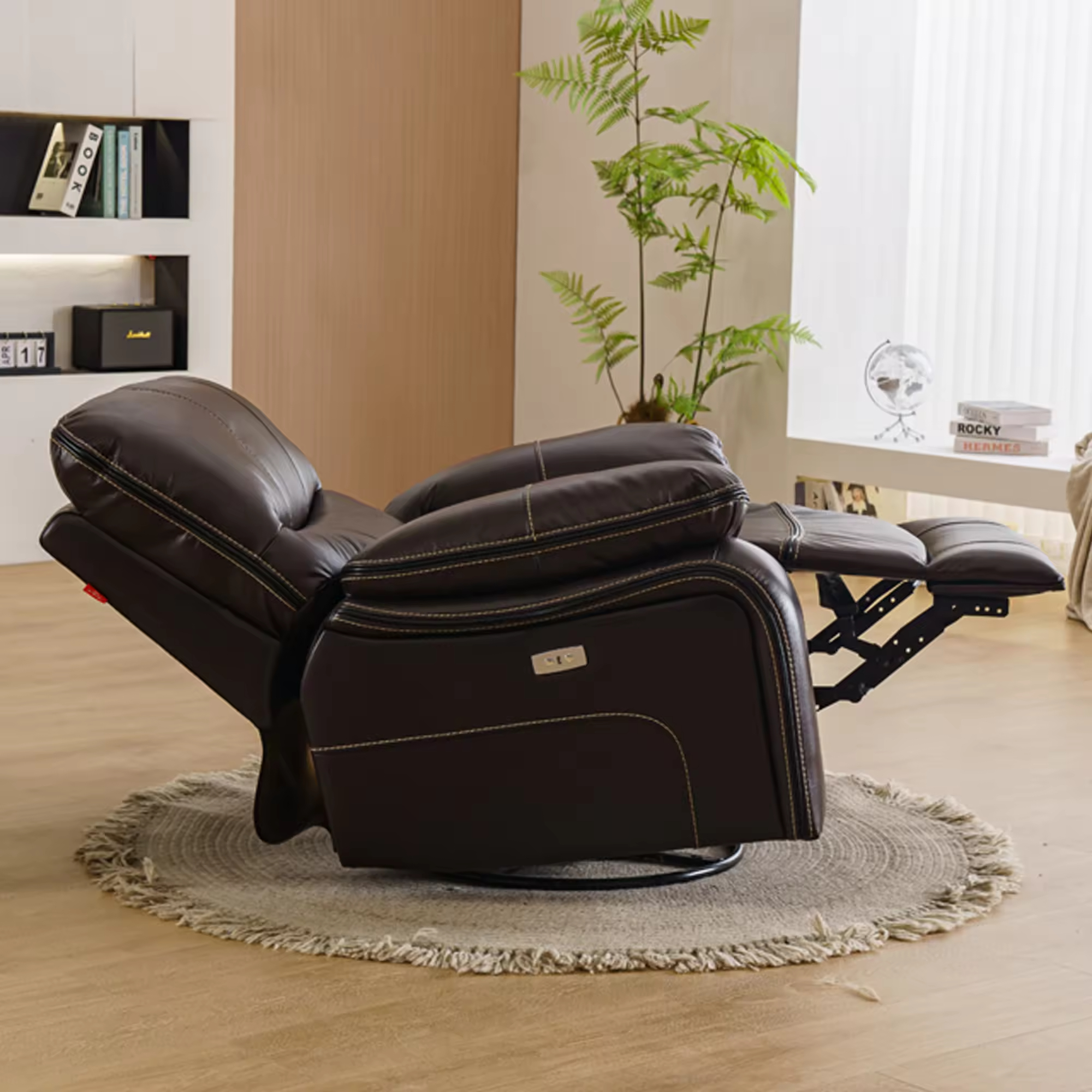 SANS Leather Reclinable Power Swivel Glider Recliner Living Room Furniture Function Sofa Recliner with USB Charging