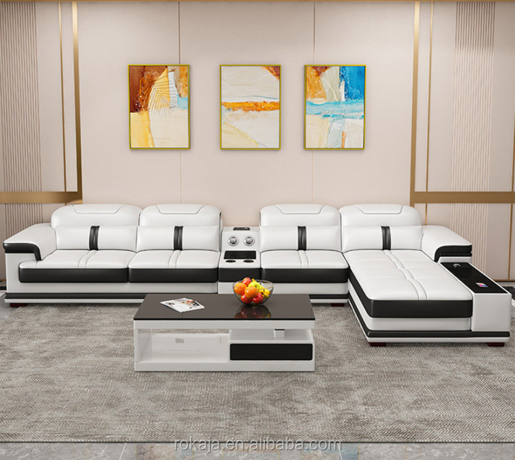 Multifunctional Sofa With Music Modern 1 2 5 7 Seater Sectional Sofa Luxury USB Charging Leather Sofa Set Multiple Storage Space