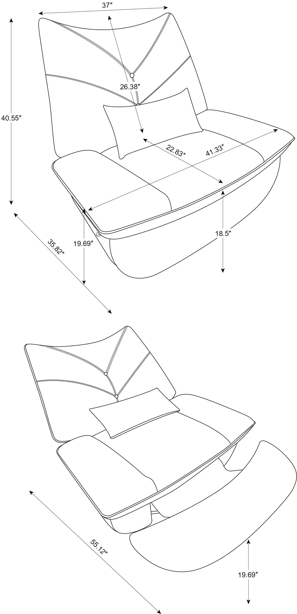 Smart Power Recliner Rocking Chair with LED Strap Swivel Glider Gaming Recliner Gaming Couch Sofa Chair Supplier for Office