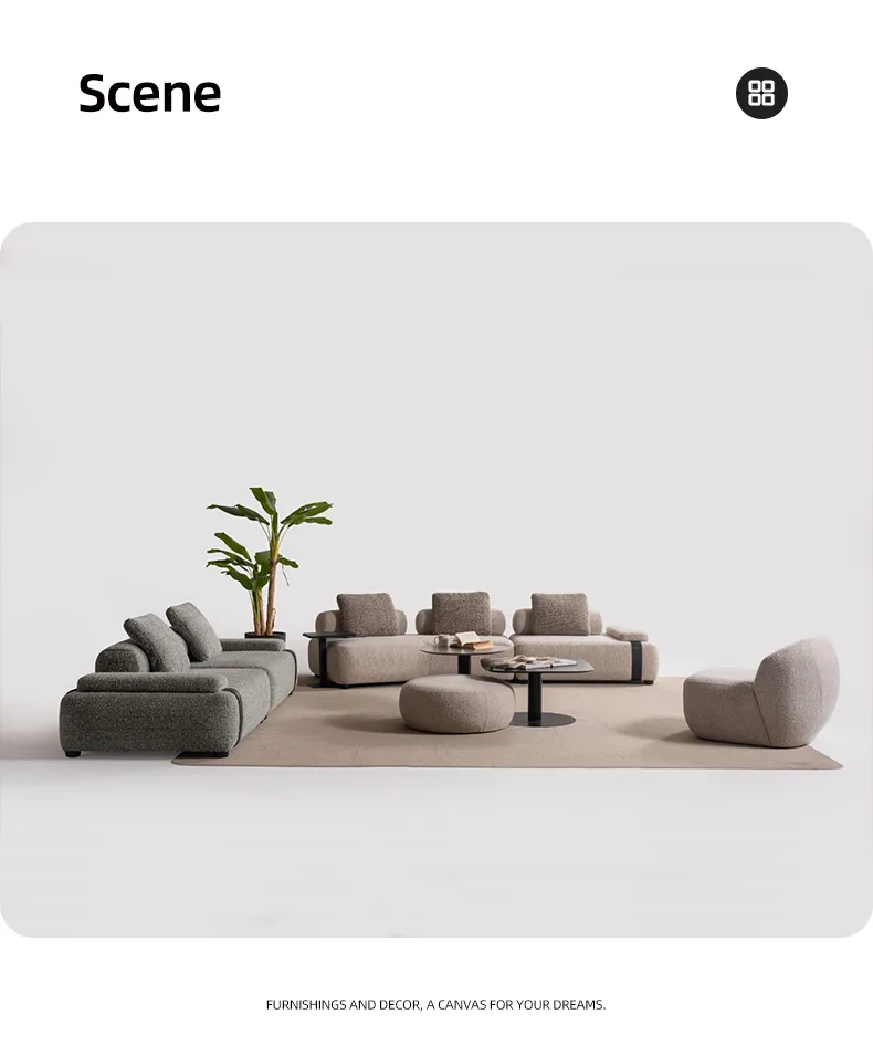 Contemporary Leisure Comfy Fabric Modular Sofa Set with Functional Cushion Backs for Living Room Furniture