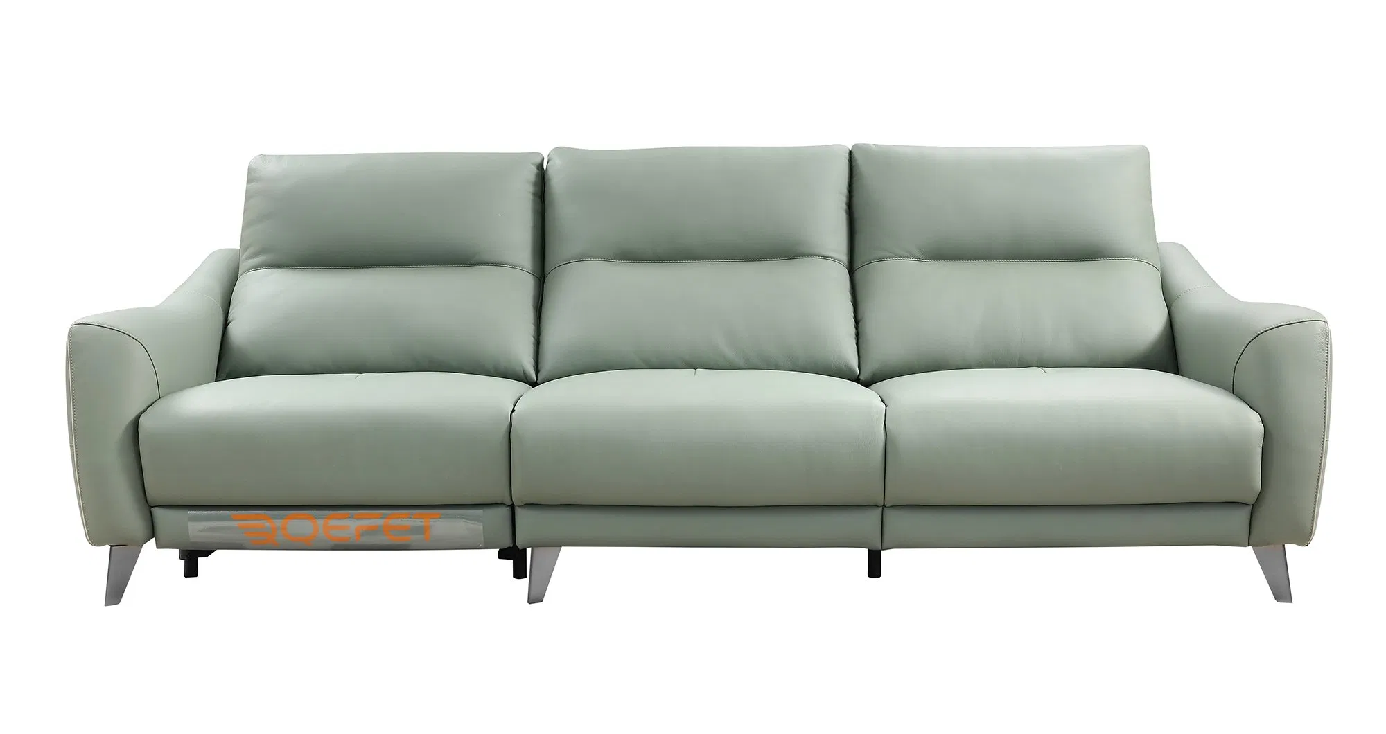 European Modern Green Leather Daybed Sleeper Covertible Power Reclining Sofa
