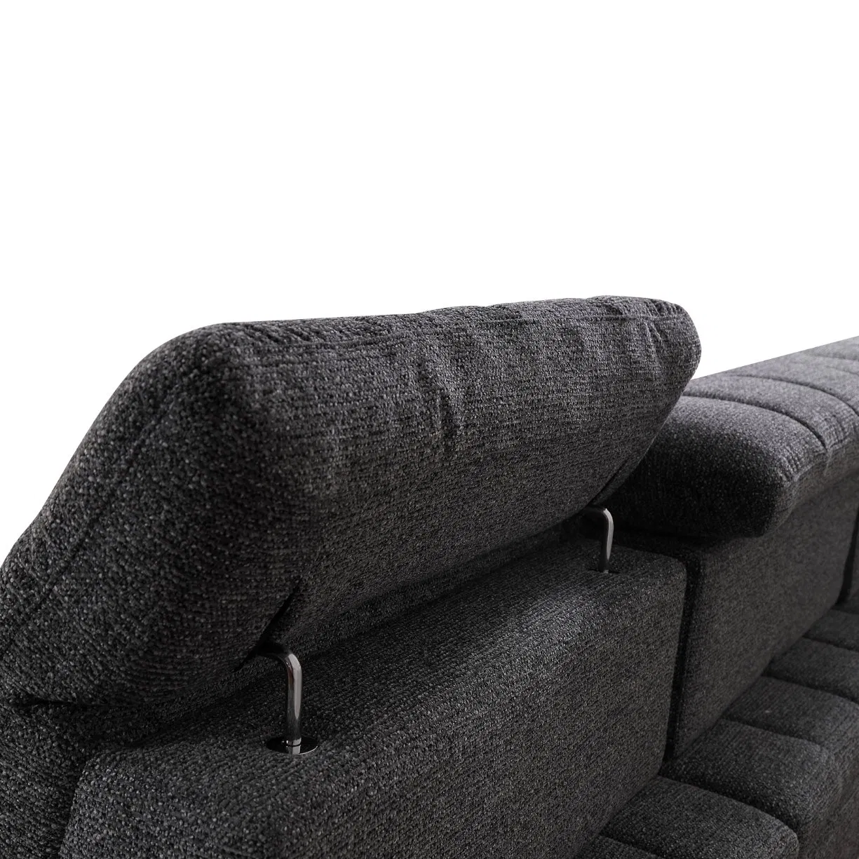 Wholesale Furniture Sectional Gray Fabric Functional Adjustable Backrest Headrest Chaise Lounge Manual L-Shaped Corner Modular Couch Sofa for Modern Living Room