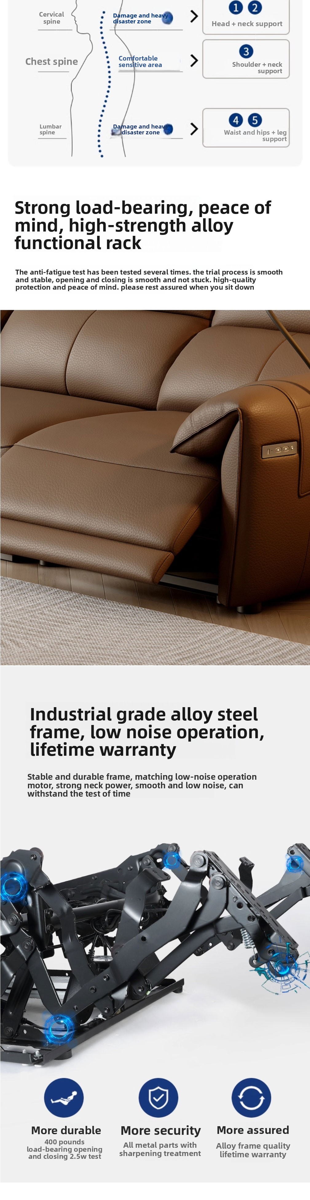 Italian Luxury Electric Designer Sofa Genuine Leather Recliner Extendable Modern Living Room Centerpiece USB Charging Metal