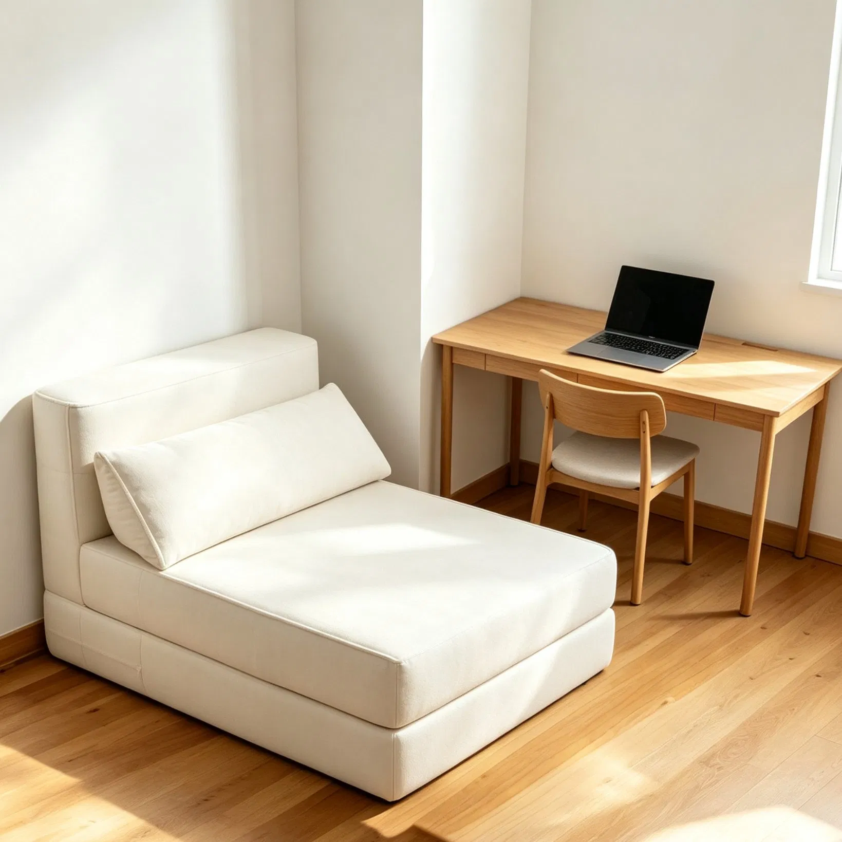 Japanese Sofa Bed with 5 Level Backrest Angle for Ergonomic Support and Lumbar Pillow