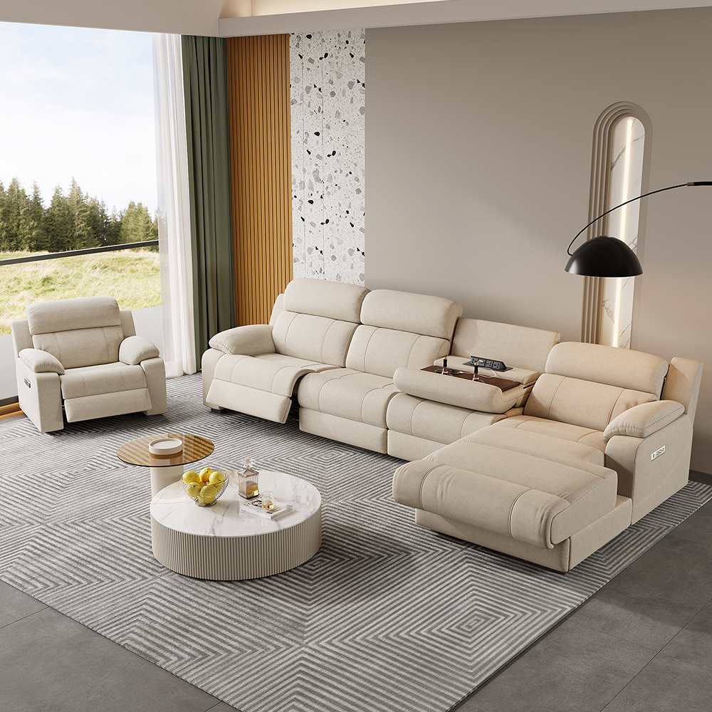 Modern Electric Hot Recliner Sofa Corner Smart Sofa Set L Shape Home Theater Fabric Multifunctional Sofa Living Room Furniture