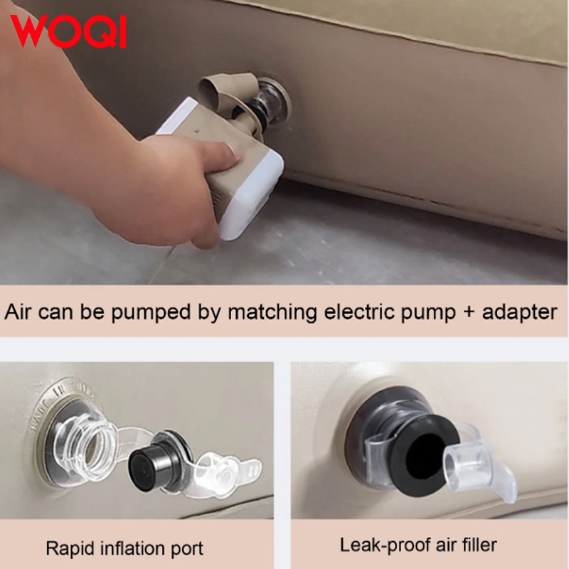 WOQI Multifunctional Loveseat Inflatable Sofa Bed Easy-to-Use Blow-Up Couch with L-Shaped Armrest Indoor/Outdoor Living Room Use