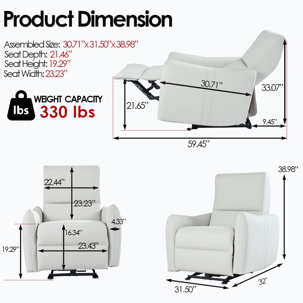 Light Gray Electric Power Recliner Wall Hugger Design for Small Spaces - Material Close-up