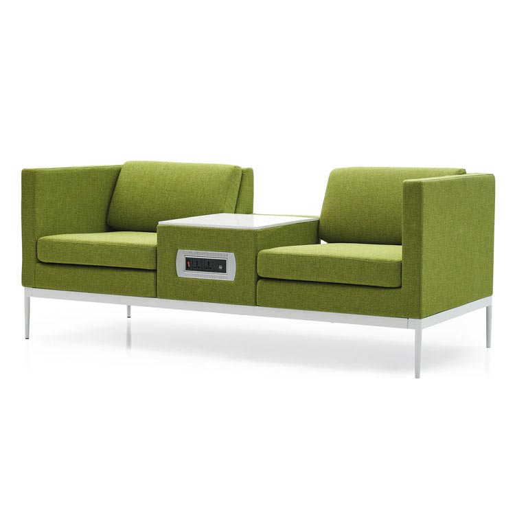 Multi-function Office Lobby Sofa Two Seat with Electrical Plug and Usb Charger