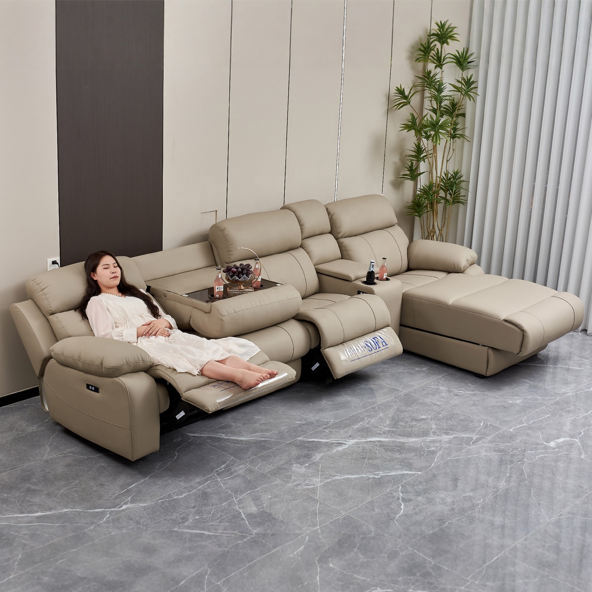 l Shaped Luxury High Quality Smart with Sleeping Cinema Electric Recliner Sofa Multi Function Sofa Bed Living Room Sofas
