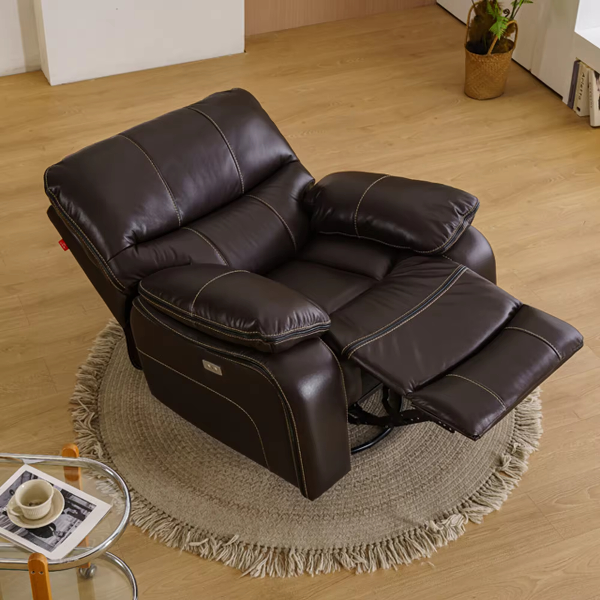 SANS Leather Reclinable Power Swivel Glider Recliner Living Room Furniture Function Sofa Recliner with USB Charging