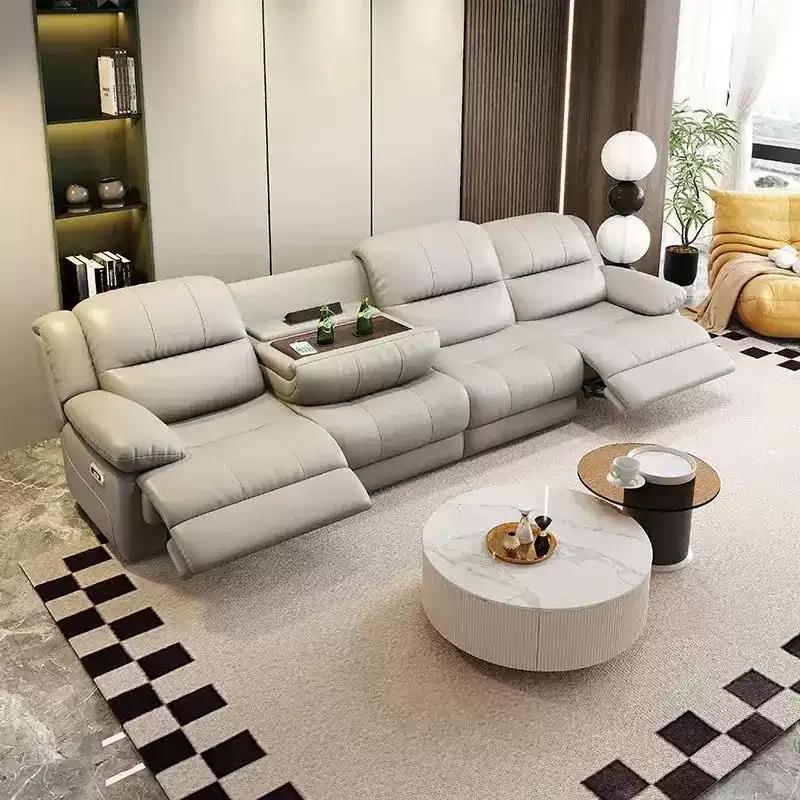 FZT Leather Electrical 1-4 Seater Swivel Recliner Sofa with USB Charging Port Wall Free Design for Space Saving Comfort