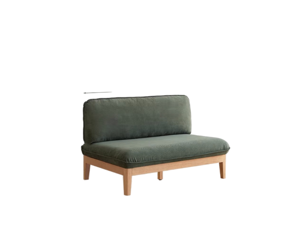 Elegant Green Corduroy Oak Sofa Frame and Cushion Bundle