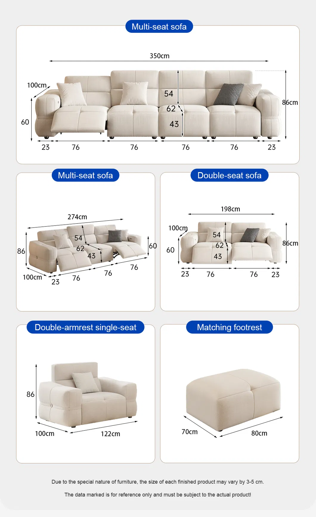 Italian Extendable Electric Recliner Furniture Fabric Sectional Sleeper Sofa