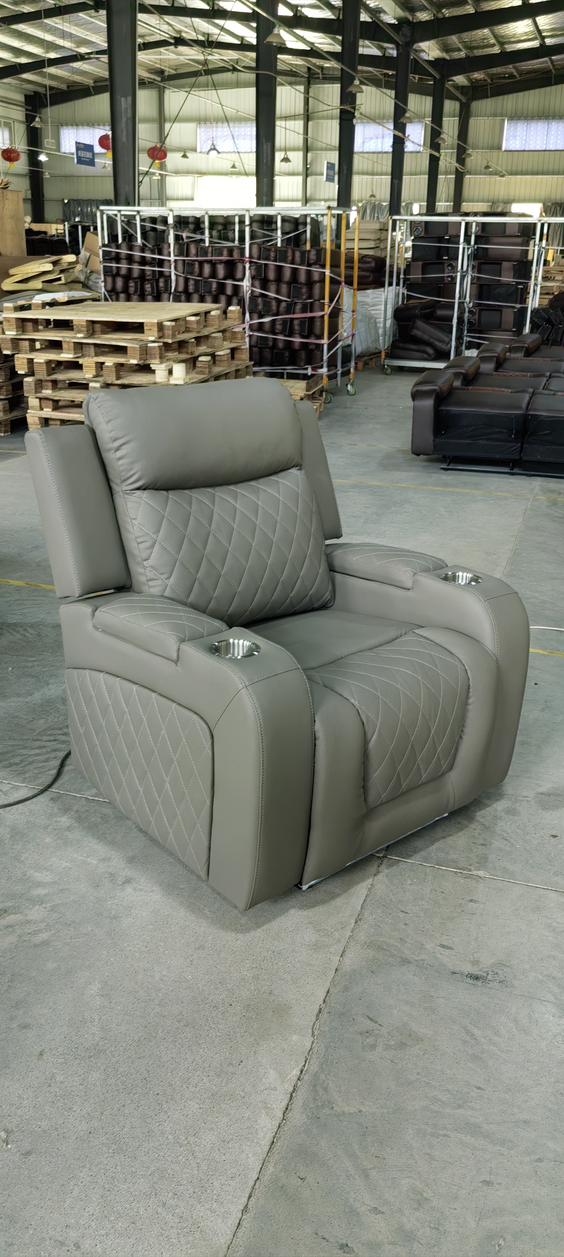 Air Leather Sofas Bluetooth Speaker Living Room Storage Armrest USB Charging Port Electric Recliner Sofa Set with Socket Adapter