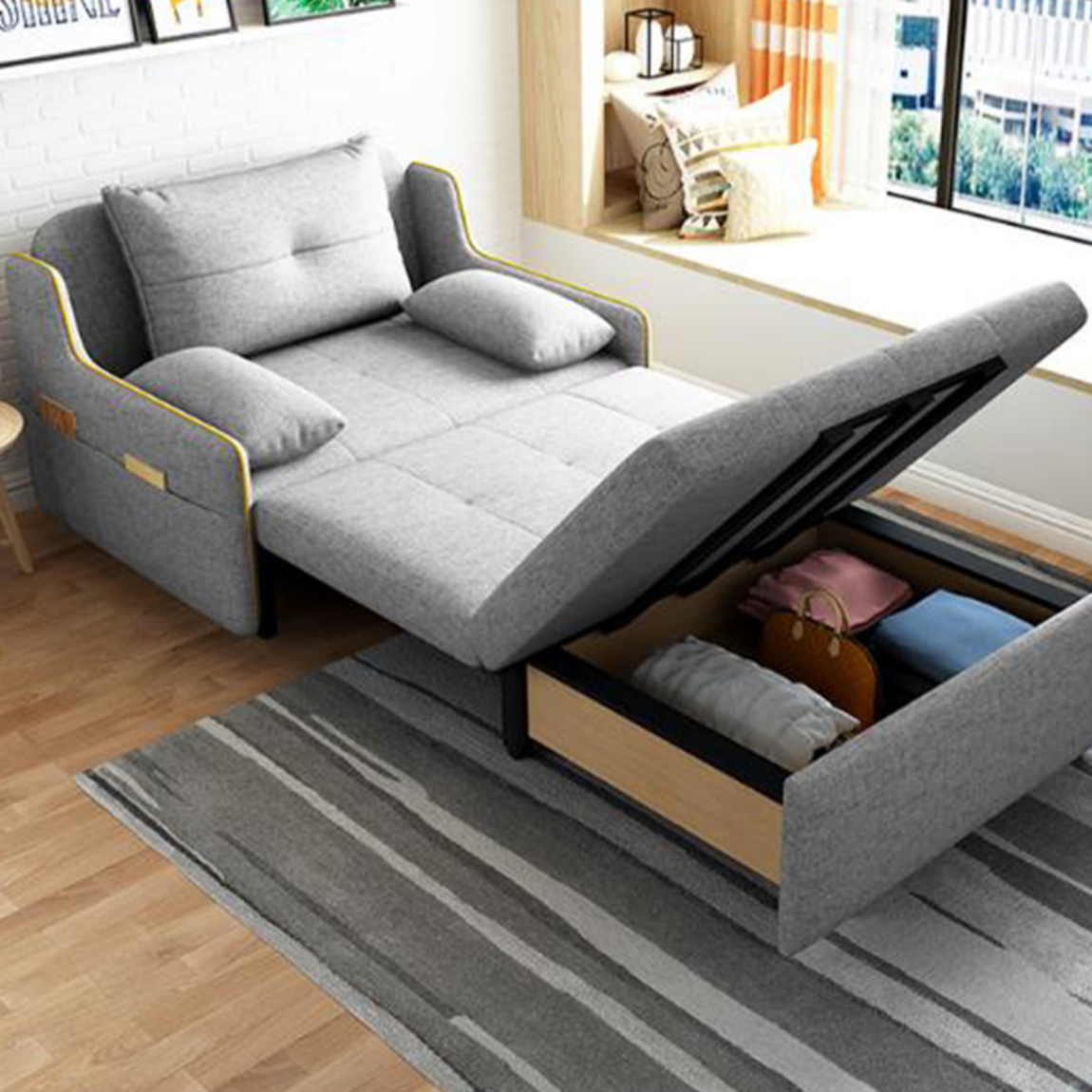 Modern Designer Single Loveseat Sofa Bed Set Fabric Lazy Couch for Living Room Home Furniture Foldable Sofa Bed