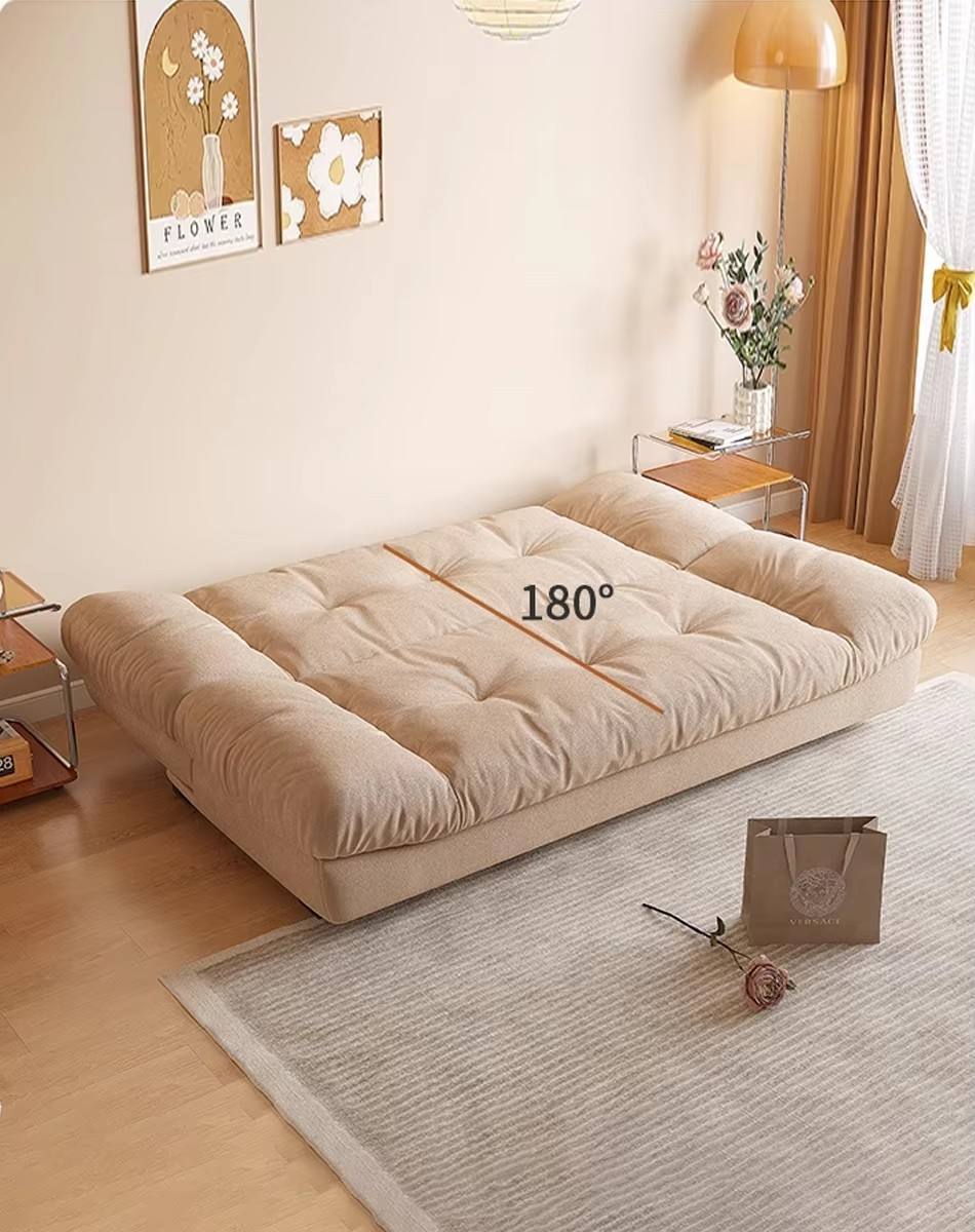 YISI Modern Fabric Convertible Sofa Bed Reclining Seats Foldable Design 3-Seater Loveseat Wood Frame Adjustable Height Living