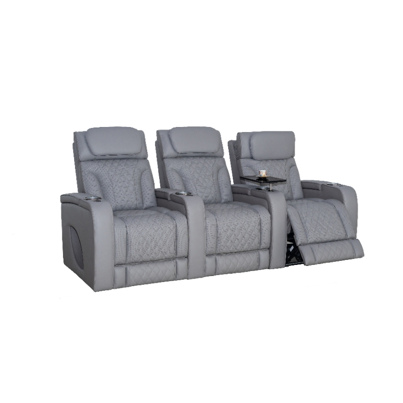 Customizable Microfiber Cinema Lounge Sofa Stain Resistant Coating Manual Recline Home Seating