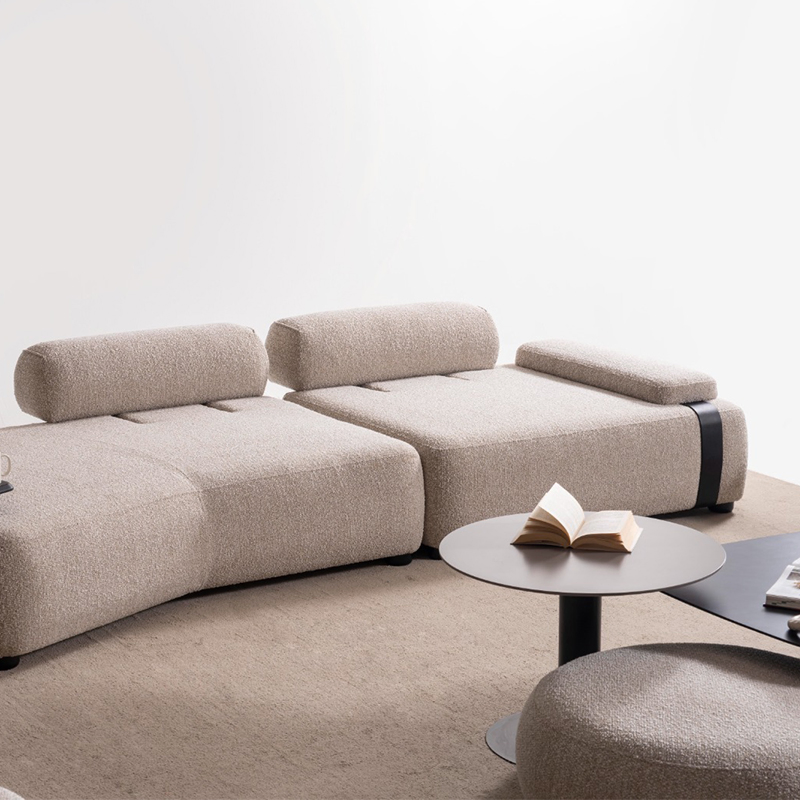 Contemporary Leisure Comfy Fabric Modular Sofa Set with Functional Cushion Backs for Living Room Furniture