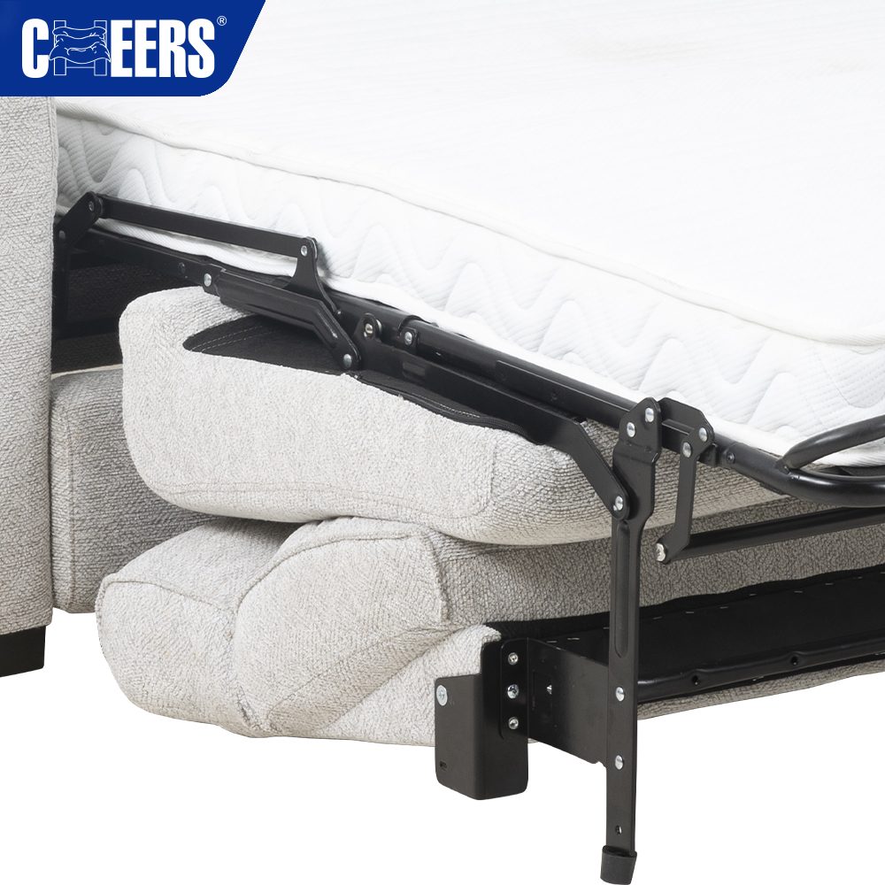 MANWAH CHEERS Modern Metal Convertible Pull-Out Loveseat Sofa Bed with Mattress for Living Room Bedroom Hotel Small Spaces