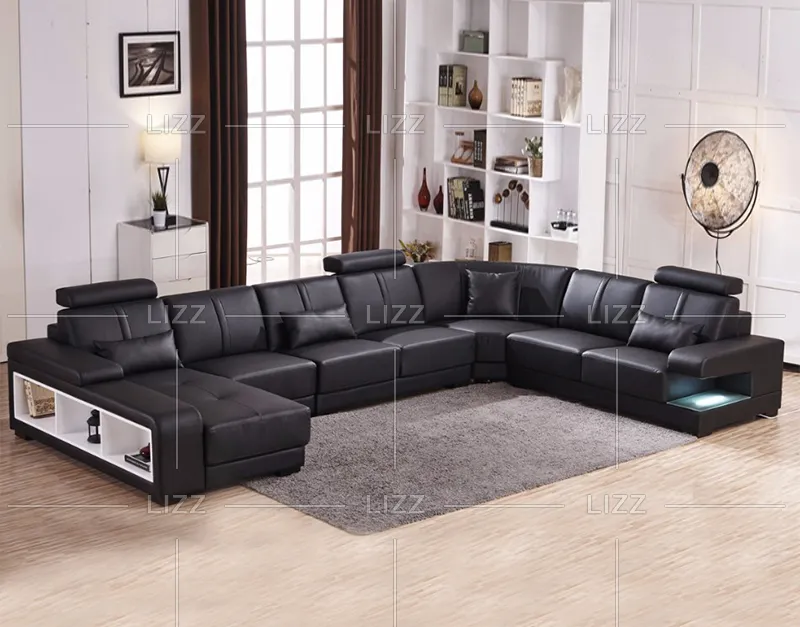 Modern U-Shape Functional Genuine Leather Modular Sofa for Home