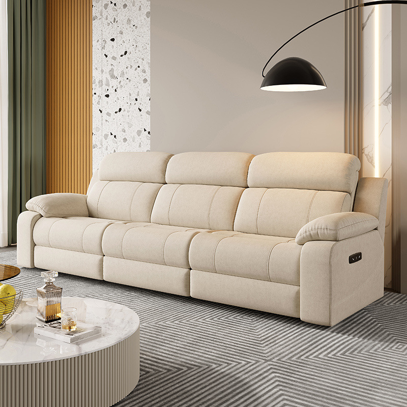 Modern Power Reclining Foldable Sofa 3 Seater Fabric With USB Ports Living Room Furniture Set Wall Hugger Electric Sofa