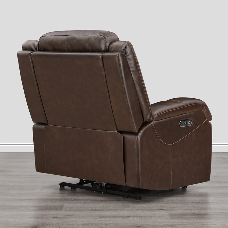 DOSER Modern Single-Seat Dual-Motor Electric Wall-Hugger Recliner with USB Synthetic Leather Wood Frame for Living Room