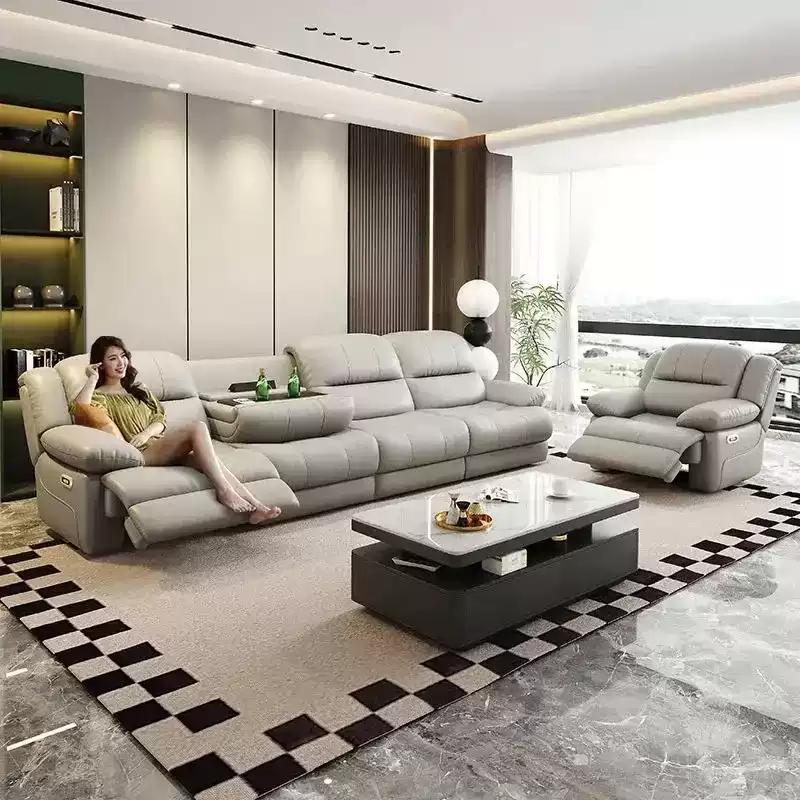FZT Leather Electrical 1-4 Seater Swivel Recliner Sofa with USB Charging Port Wall Free Design for Space Saving Comfort