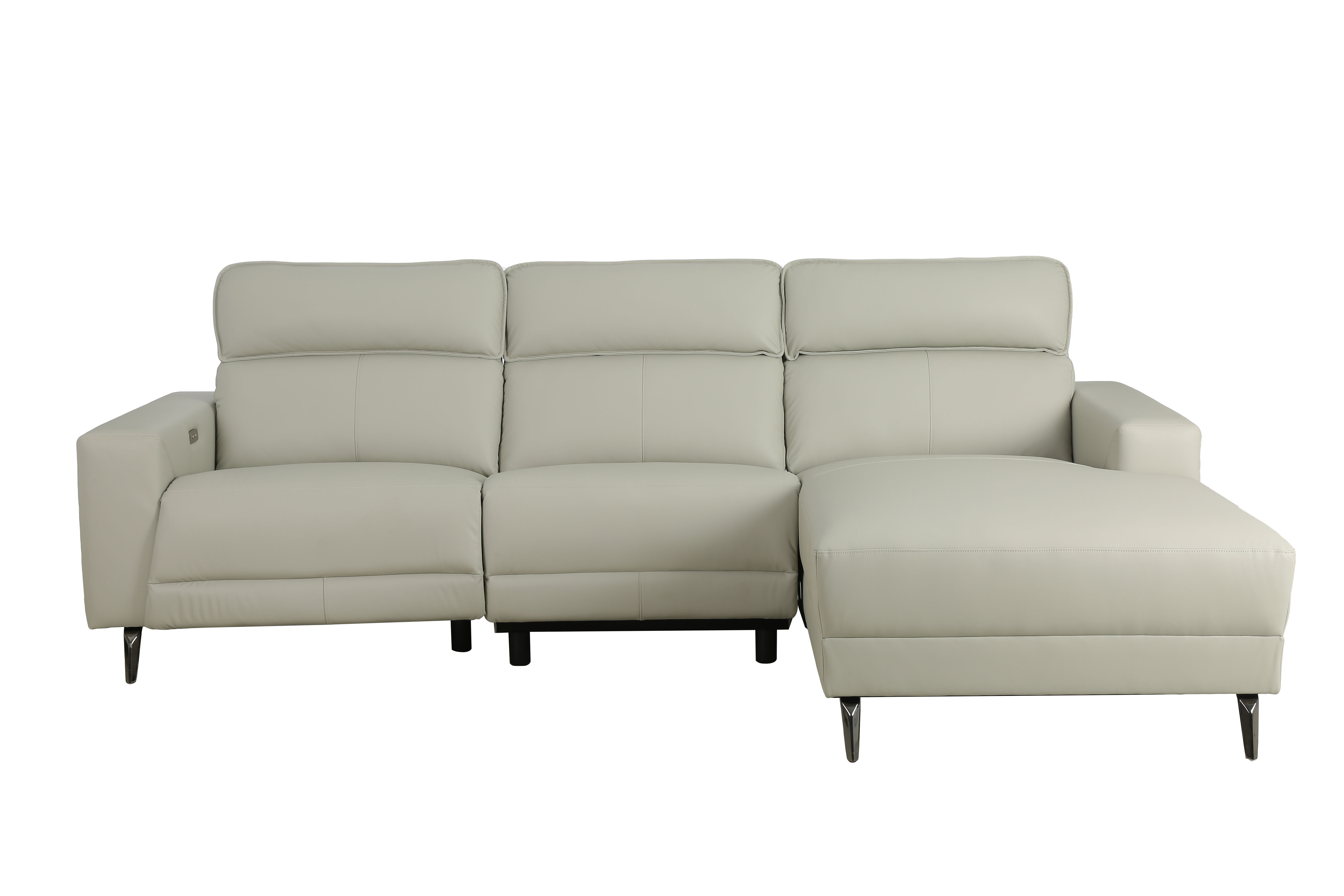 SX-81523 Modern Power Recliner Couch with Chaise Silicone PU USB Charger Plywood Construction Pocket Spring Foam Padding