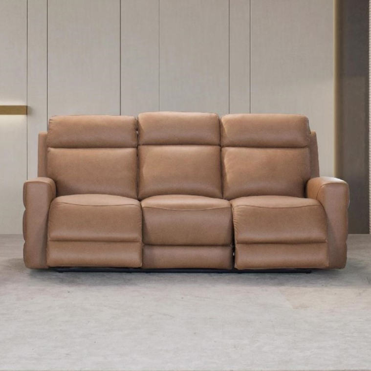 Factory Price High Back High Density Foam Core Contoured Lumbar Support Sectional Brown Leather Power Recliner Loveseat Sofa Set