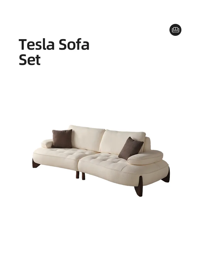 Italian Modern Living Room Furniture High End Leisure Modular White Fabric Curved Design Sofa Chair Set with Functional Back