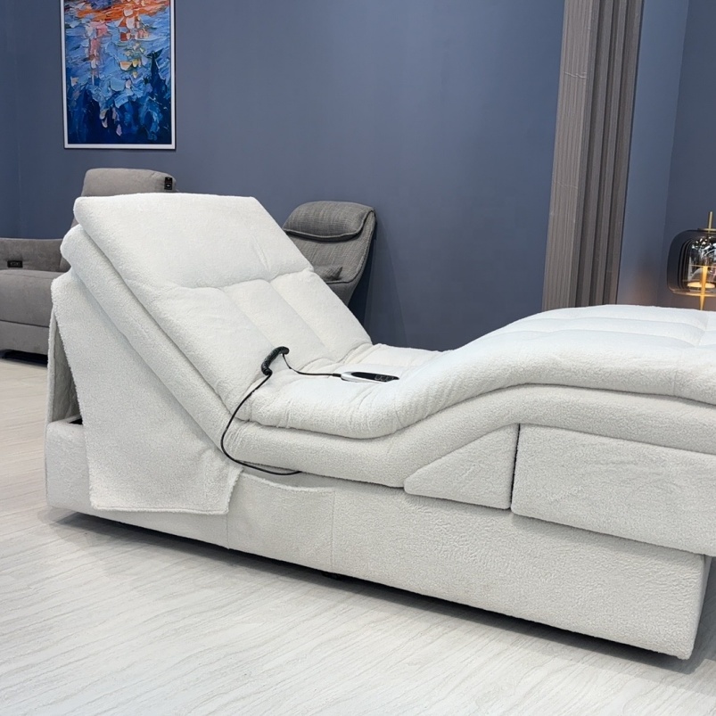 European Style Luxury Smart Electric Sofa Bed Modern Lamb Fleece Retractable Remote Control Adjustable Reclining Eco-Friendly
