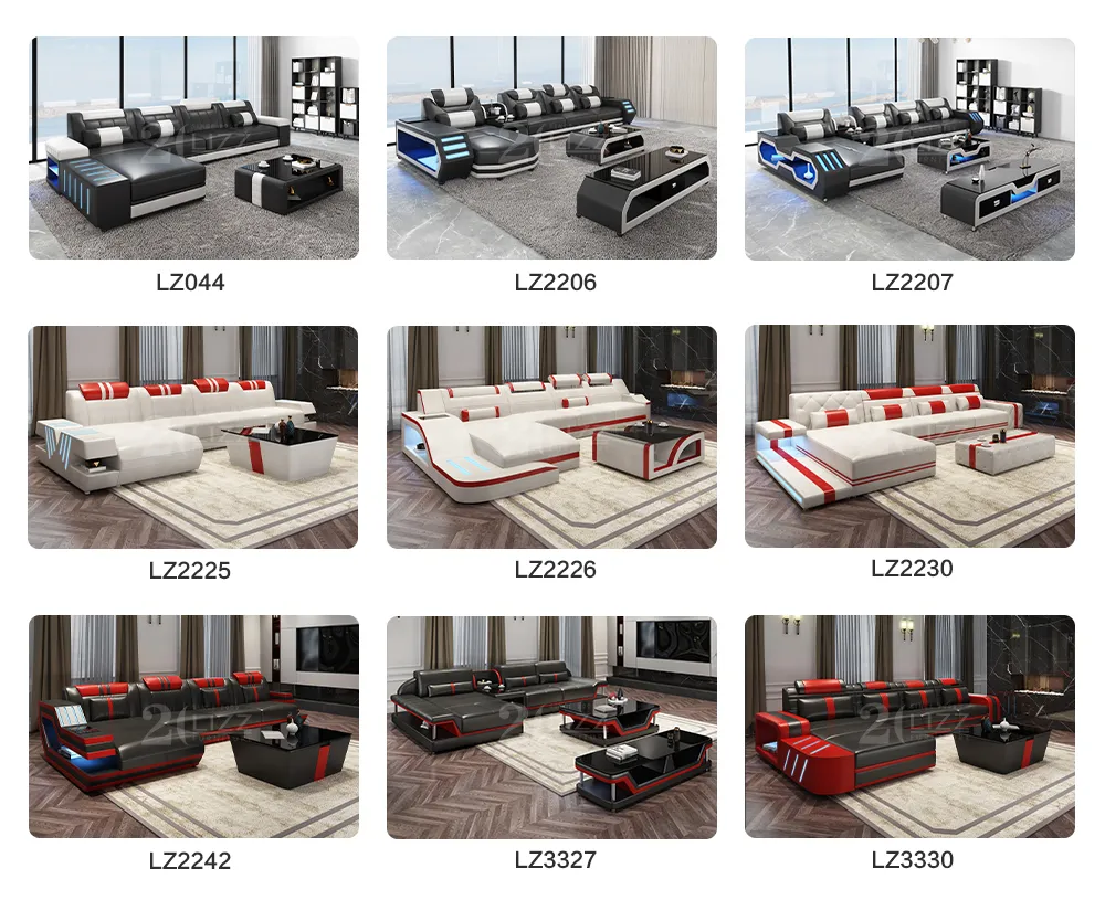 Modern U-Shape Functional Genuine Leather Modular Sofa for Home