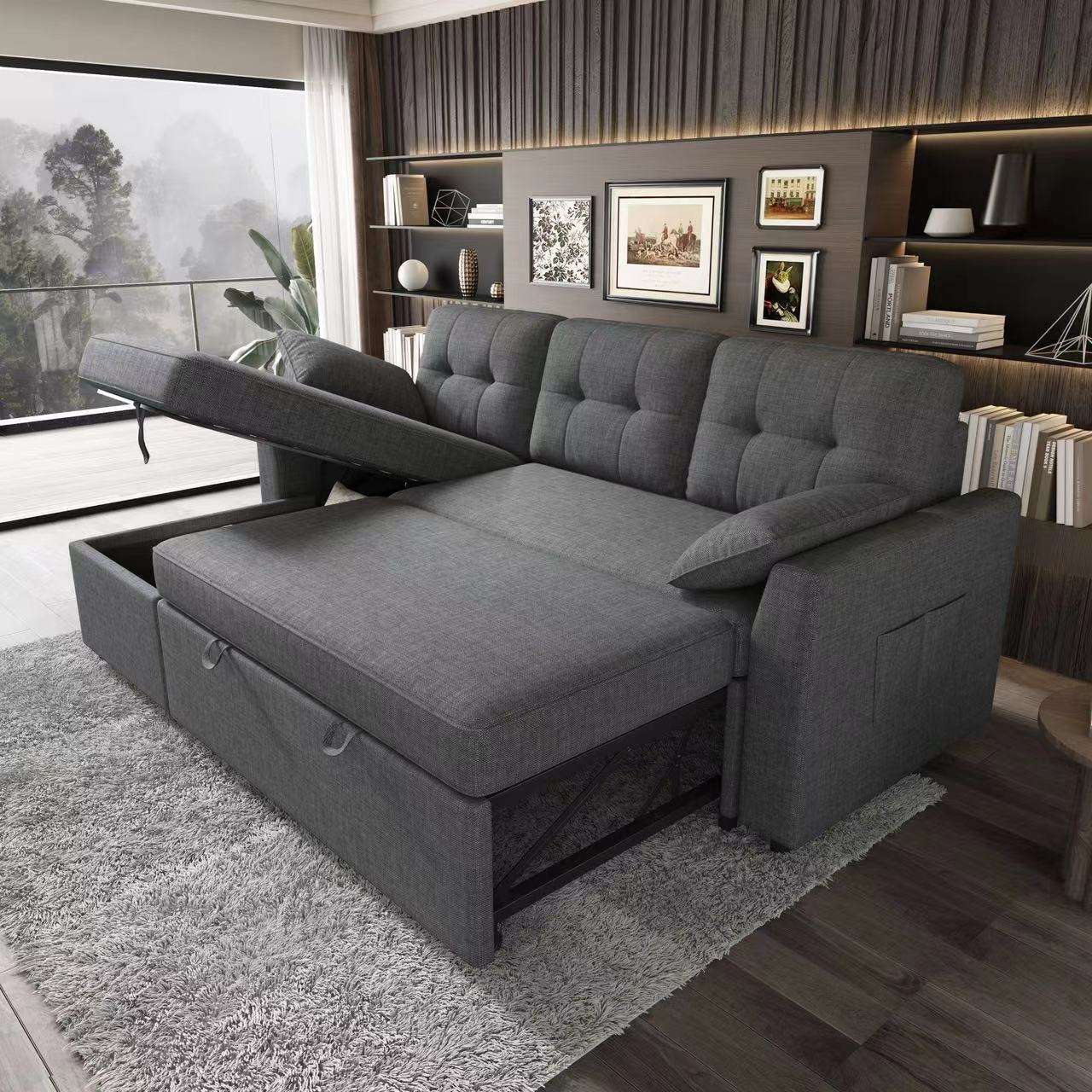 Modern Design Hot-selling Sofa Bed Living Room Furniture with Storage Box and USB Charging Port