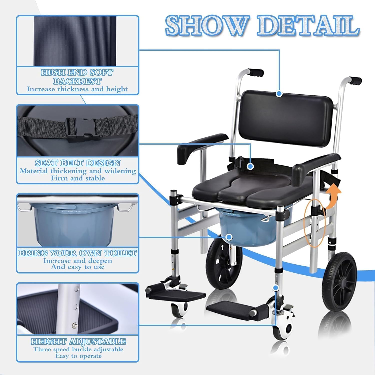Multifunctional Commode Wheelchair Hydraulic Patient Lift Transfer Hoist Nursing Wheel Chair With Toilet