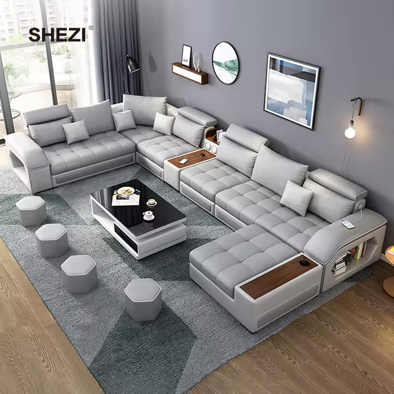 SHEZI Modern Simplicity High Quality Modular Audio Sectional Sofa USB Charging Corner Music Living Room Furniture Set