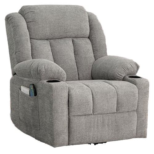 Comfy Soft Lime Gray Rocker Swivel Recliner Chair for Adults Overstuffed Large Manual Recliner Glider Massage Heat Reclining