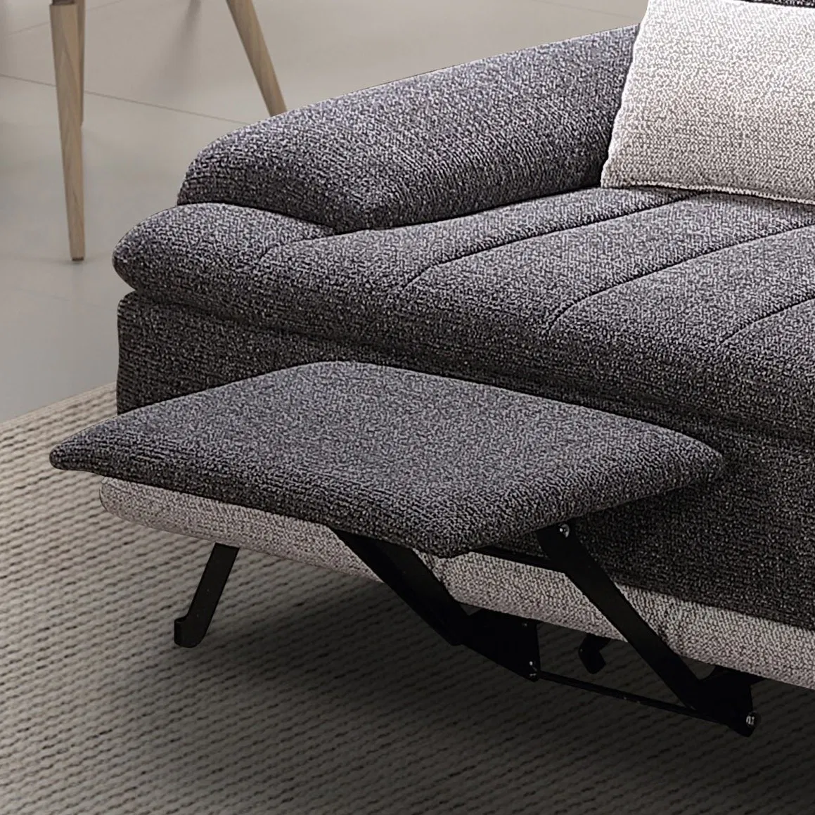 Wholesale Furniture Sectional Gray Fabric Functional Adjustable Backrest Headrest Chaise Lounge Manual L-Shaped Corner Modular Couch Sofa for Modern Living Room