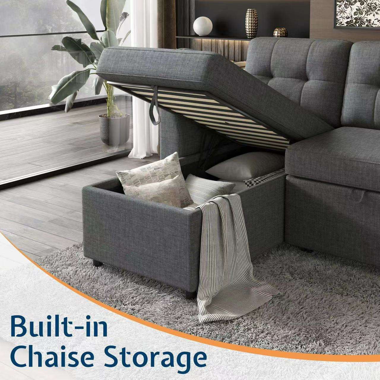 Modern Design Hot-selling Sofa Bed Living Room Furniture with Storage Box and USB Charging Port