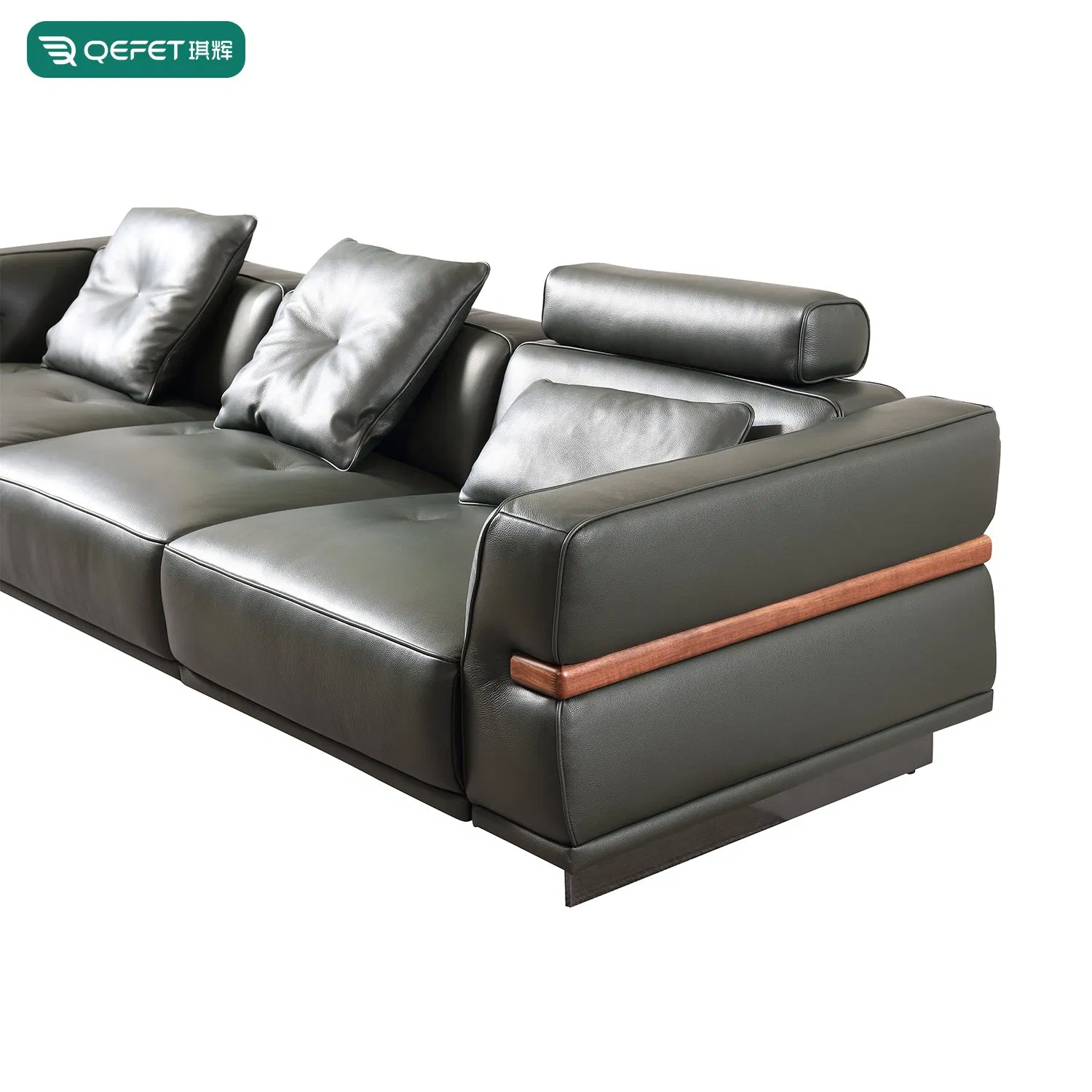 Contemporary Living Room Functional Sofa Hotel Office Villa Furniture Solid Wood Frame Black Genuine Leather Fabric Sectional Modular Recliner Couch Set