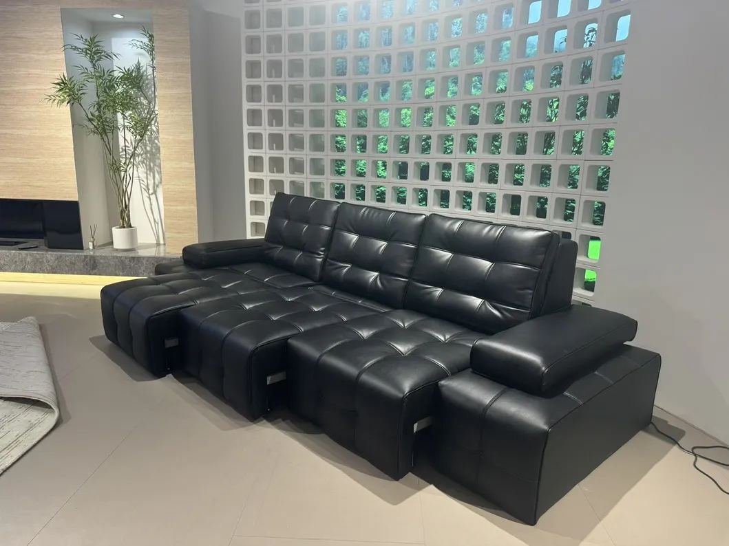 Wholesale Contemporary Living Room Home Furniture Modular Functional Sofa Solid Wood Frame Genuine Leather Electric Recliner Couch