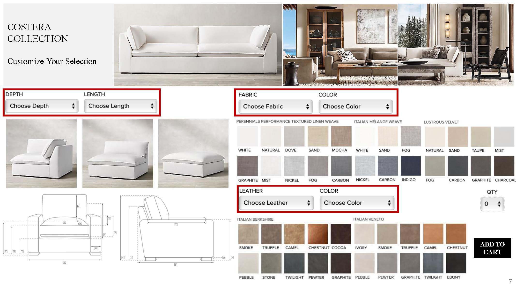 Diverse furniture custom style catalog and fabric choices