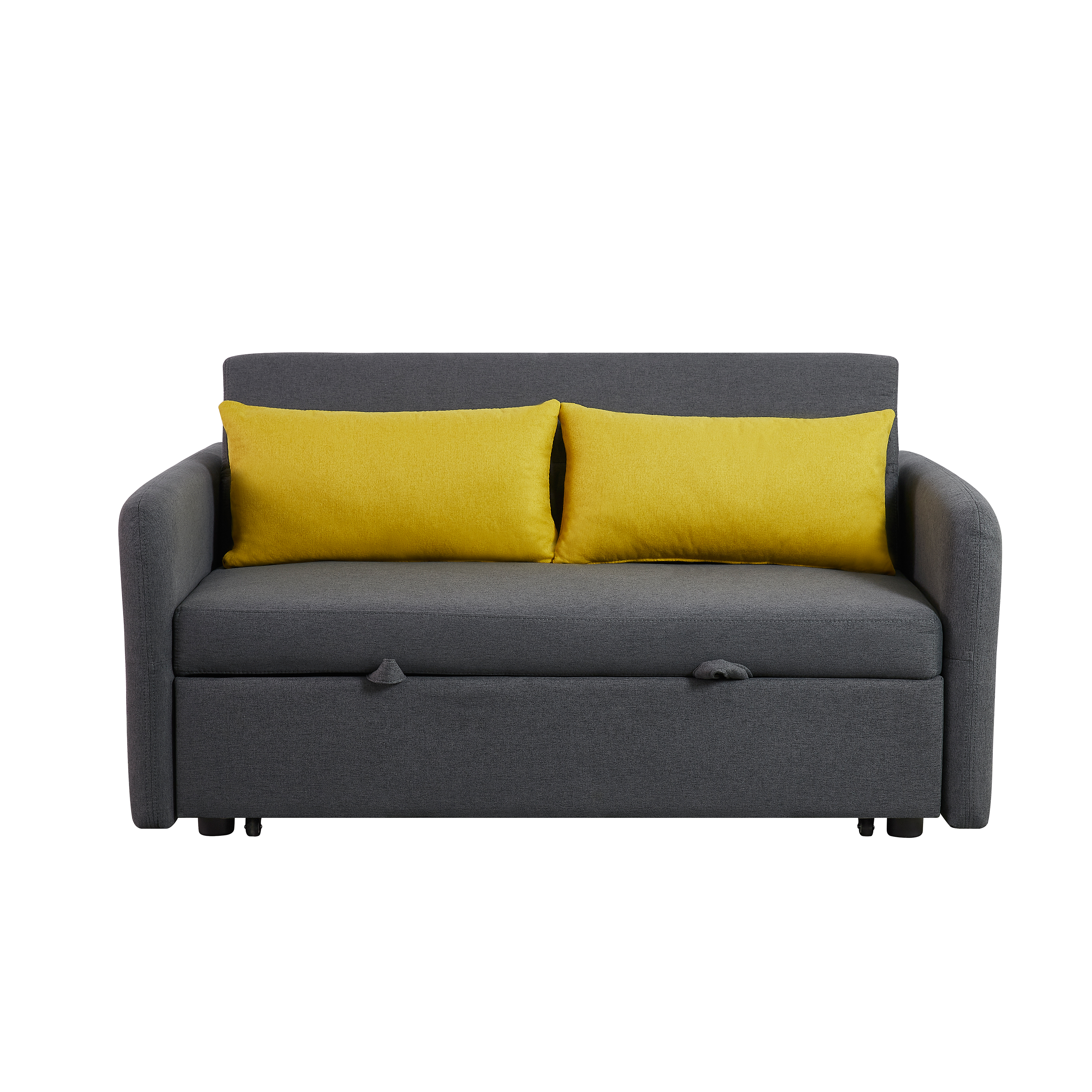 Small Space Convertible Sofa Bed with Storage, Dark Grey Modern Sleeper Couch for Apartment, 3-in-1 Pull-out Loveseat Sofa Bed