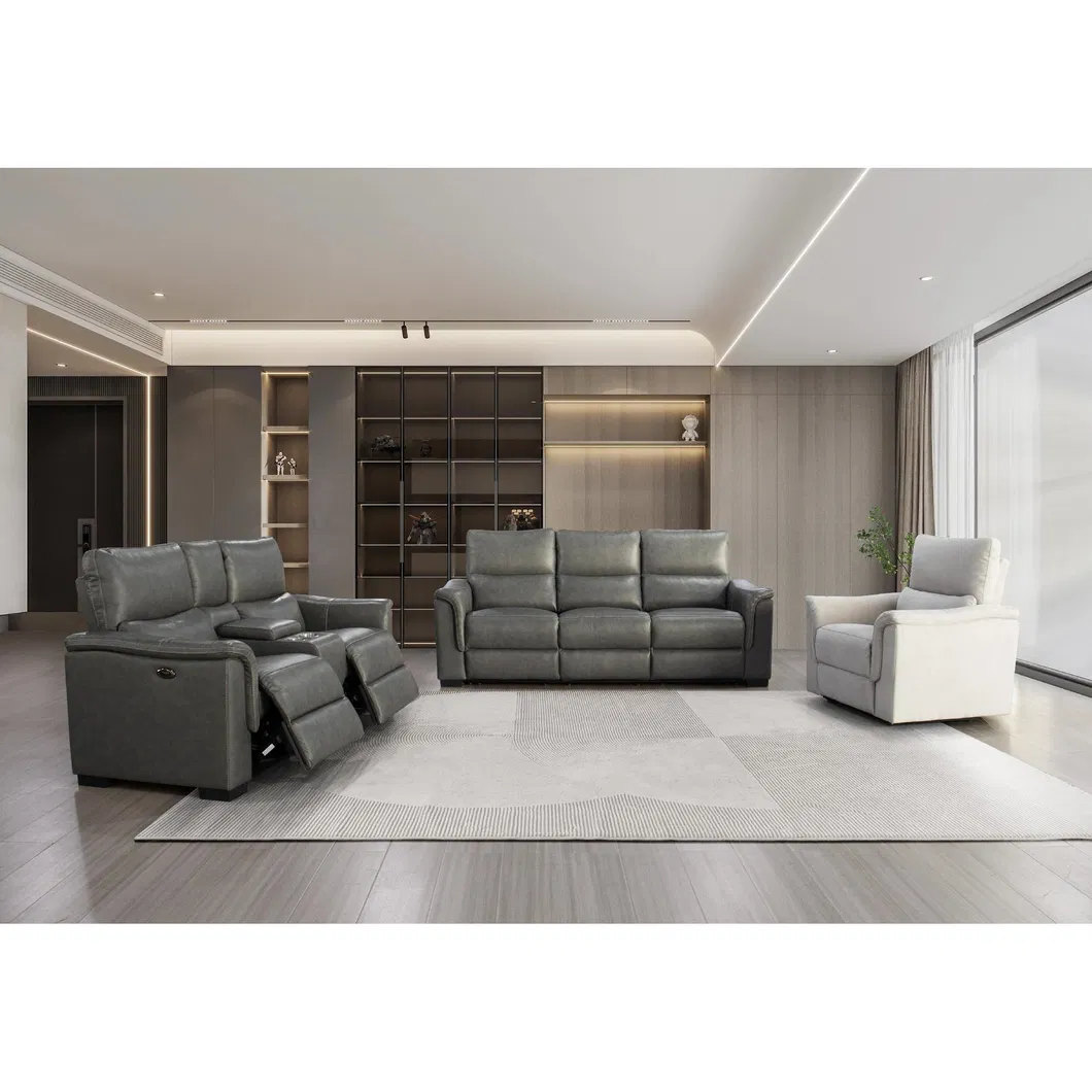 Modular Electric Reclining Leather Sofa View 1