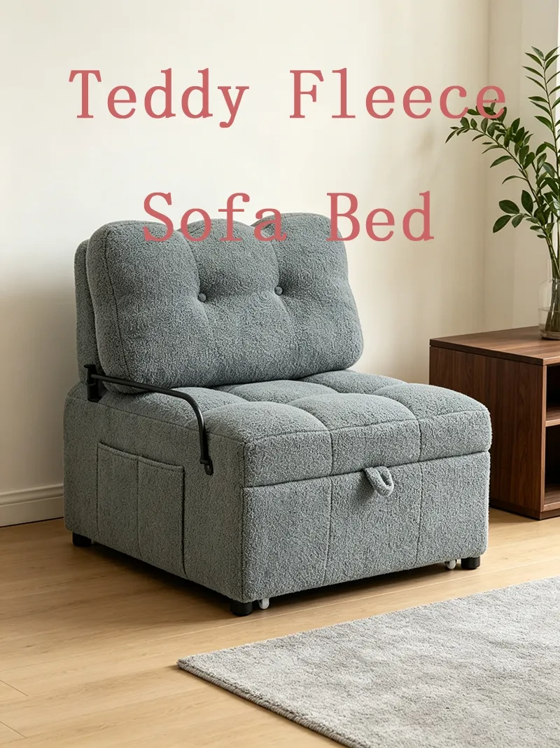 Compact Single-Seat Sofa Bed with Storage for Tiny Studio Living Spaces