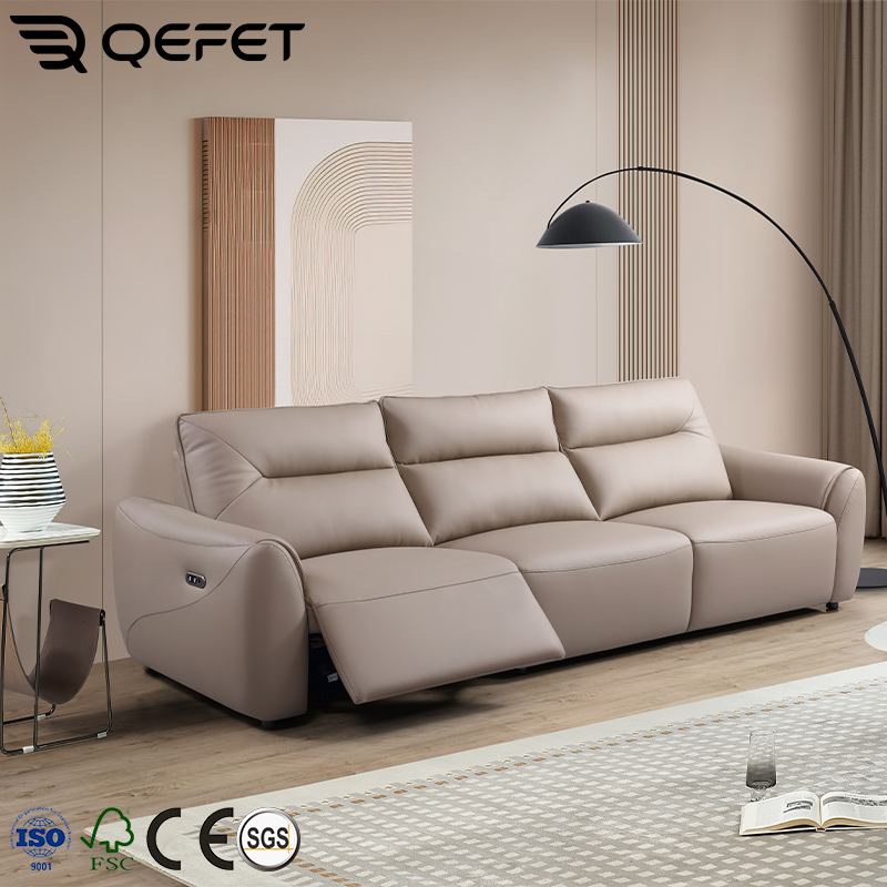Space Saving Recliner Couch Sofa 3+1 Seater Wall Hugger Reclining PU Leather Sofa With Storage Ottoman &amp;Adjustable Headrest